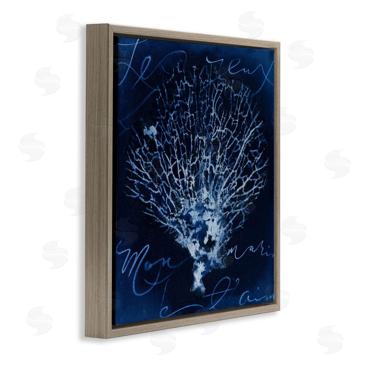 Vintage Marine Life Brown Floating Frame Canvas Wall Art, Home Decor by Liz Jardine