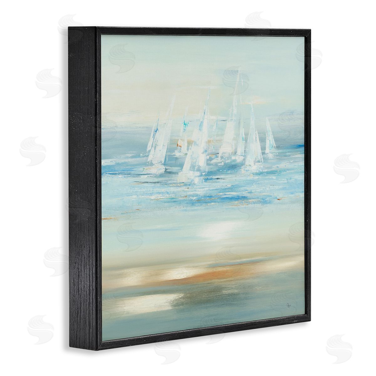 Brushed Sailboat Fleet Black Frame Print Wall Art, Home Decor by Lisa Ridgers