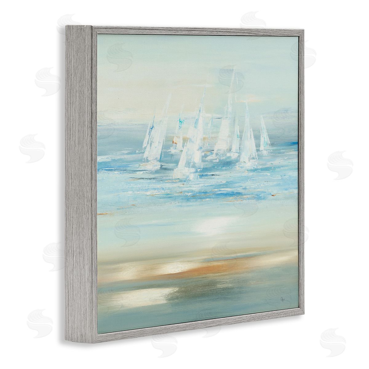 Brushed Sailboat Fleet Grey Frame Print Wall Art, Home Decor by Lisa Ridgers
