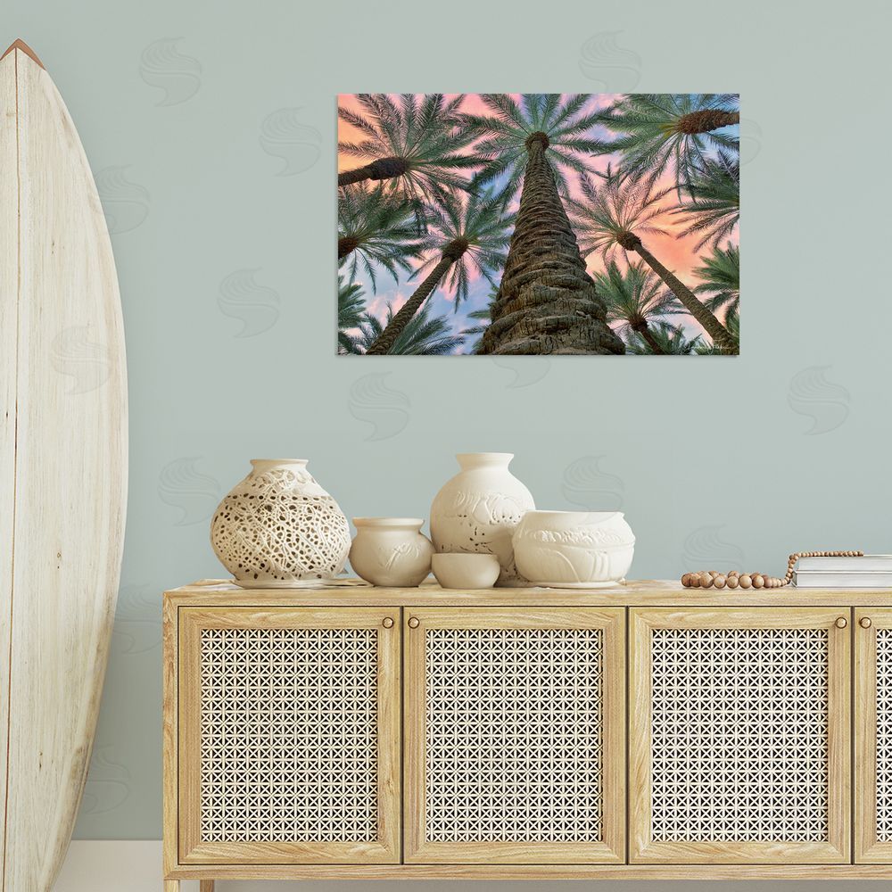 Dennis Frates Tall Overhead Palms Canvas Wall Art Print in Room