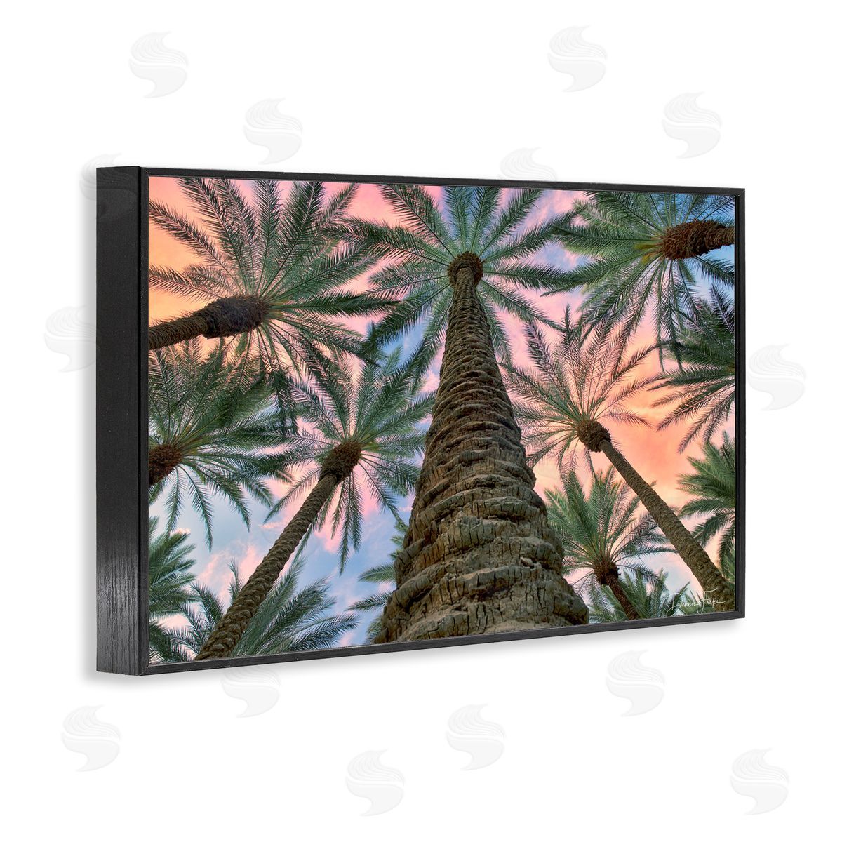 Dennis Frates Tall Overhead Palms Black Framed Giclee Wall Art Print