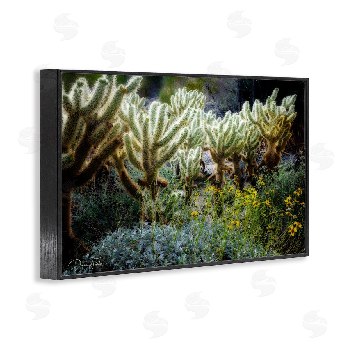 Desert Cactus Forest Black Frame Print Wall Art, Home Decor by Dennis Frates