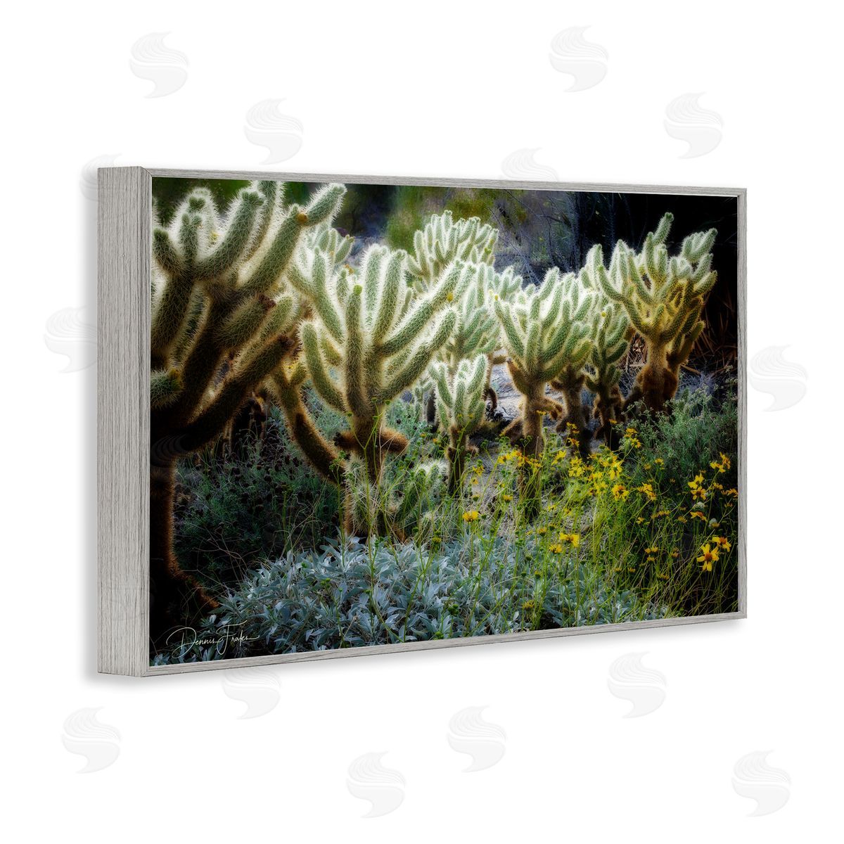 Desert Cactus Forest Grey Frame Print Wall Art, Home Decor by Dennis Frates