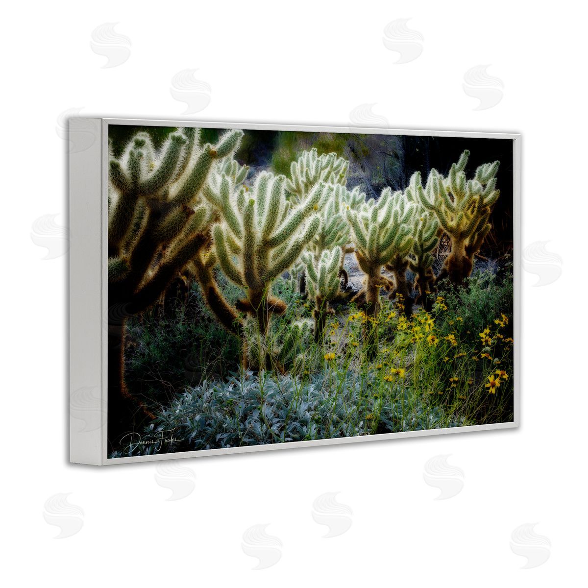 Desert Cactus Forest White Frame Print Wall Art, Home Decor by Dennis Frates