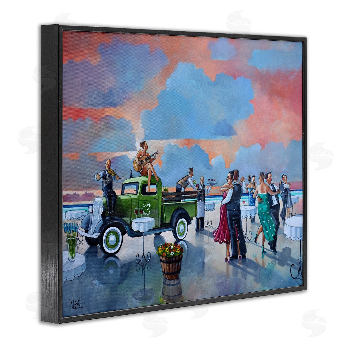 Ronald West Beach Ballroom Dance Black Framed Giclee Wall Art Print