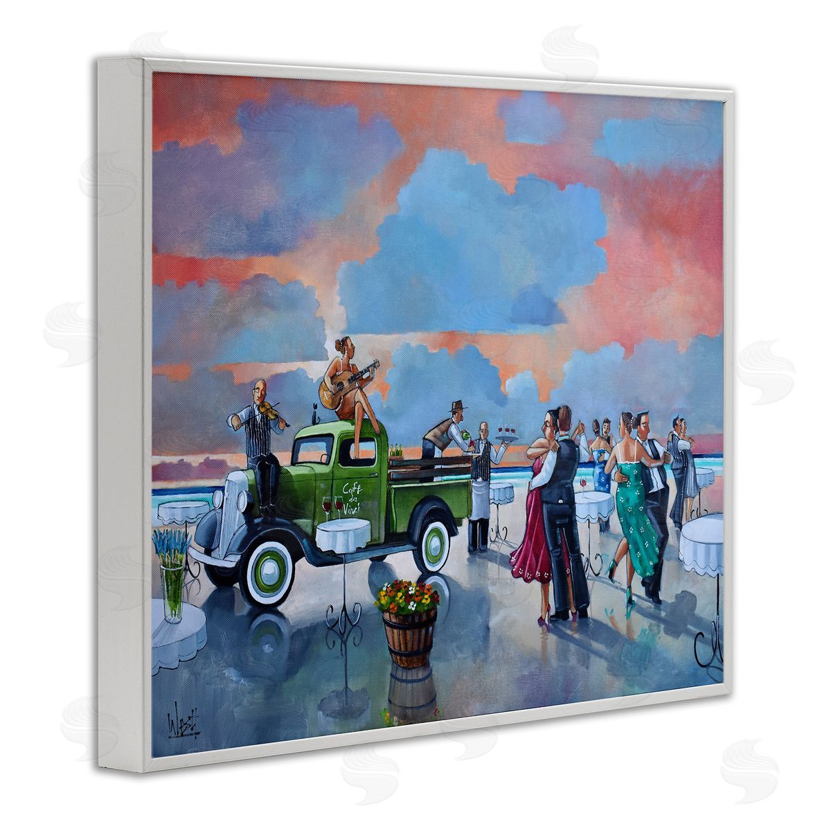 Ronald West Beach Ballroom Dance White Framed Giclee Wall Art Print