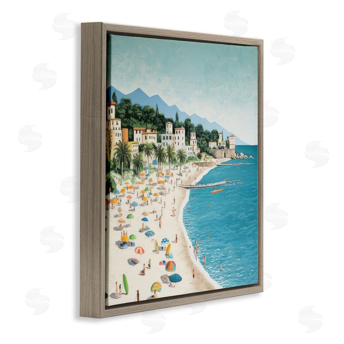 Lazar Studio By Water's Edge Brown Floating Frame Canvas Wall Art Print
