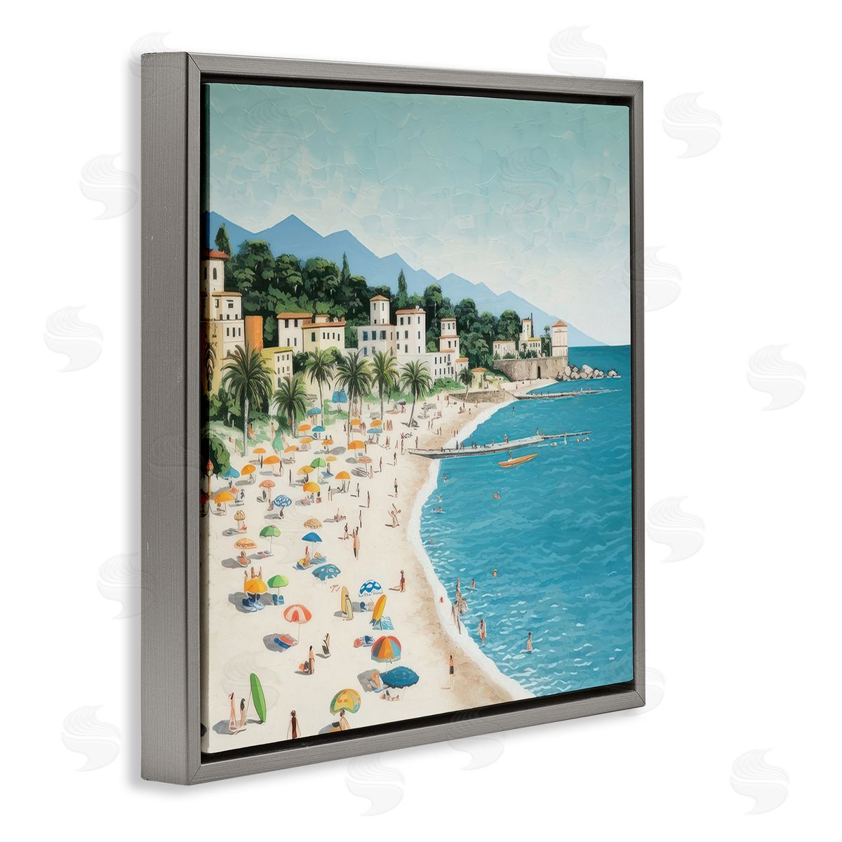 Lazar Studio By Water's Edge Gray Floating Frame Canvas Wall Art Print