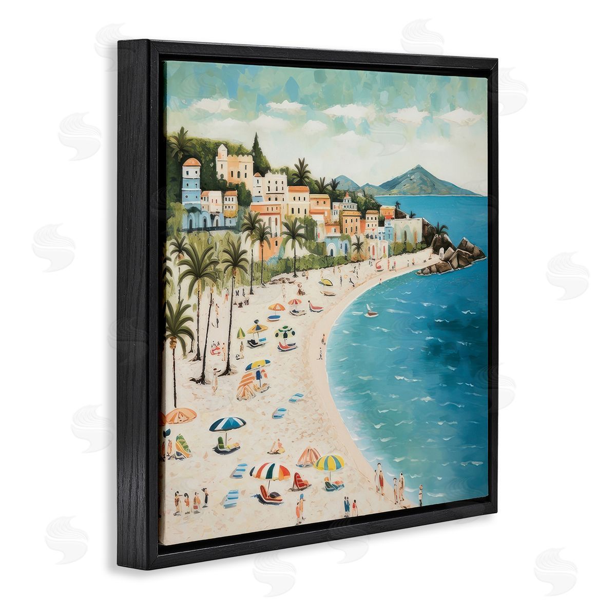Lazar Studio Beach Water's Edge Black Floating Frame Canvas Wall Art Print