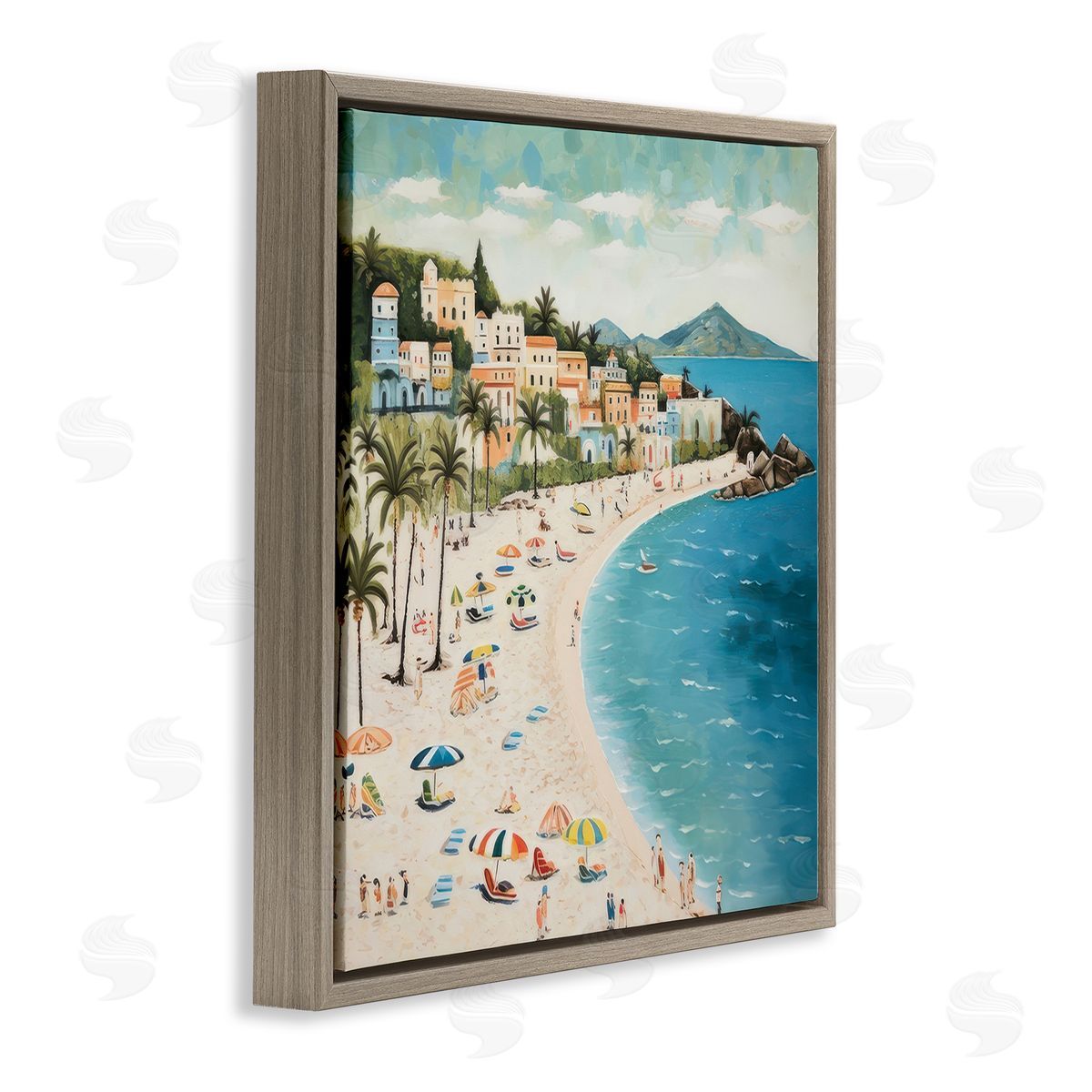Lazar Studio Beach Water's Edge Brown Floating Frame Canvas Wall Art Print