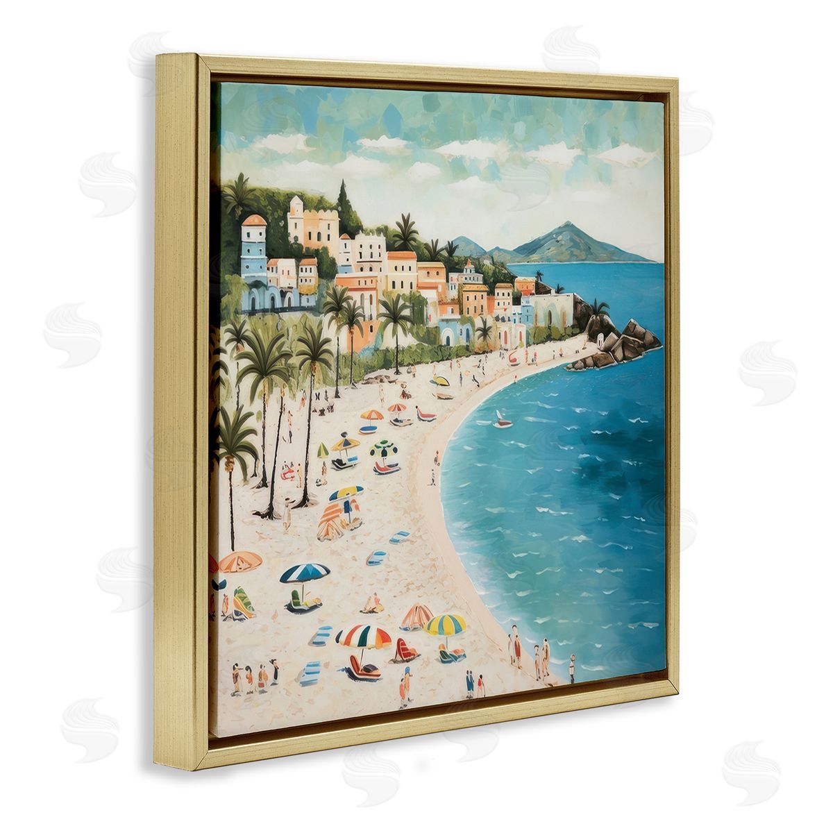 Lazar Studio Beach Water's Edge Gold Floating Frame Canvas Wall Art Print