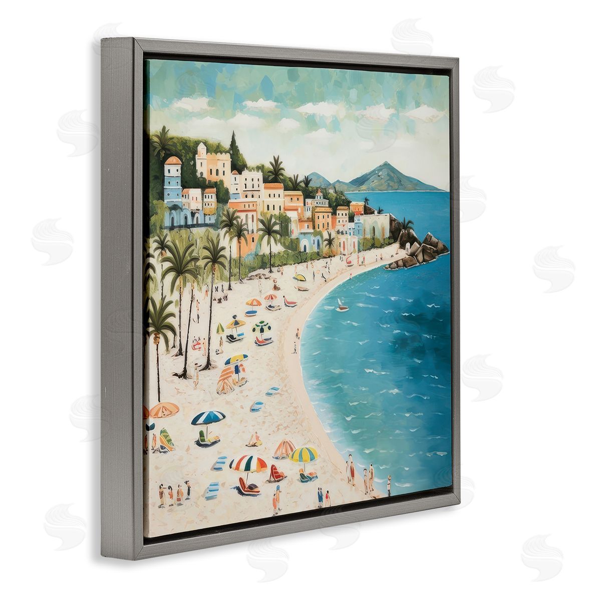 Lazar Studio Beach Water's Edge Gray Floating Frame Canvas Wall Art Print