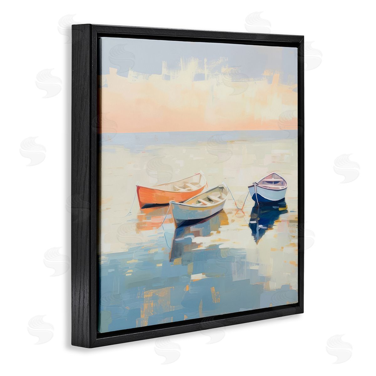 Irena Orlov Boats & Coastal Breeze Black Floating Frame Canvas Wall Art Print