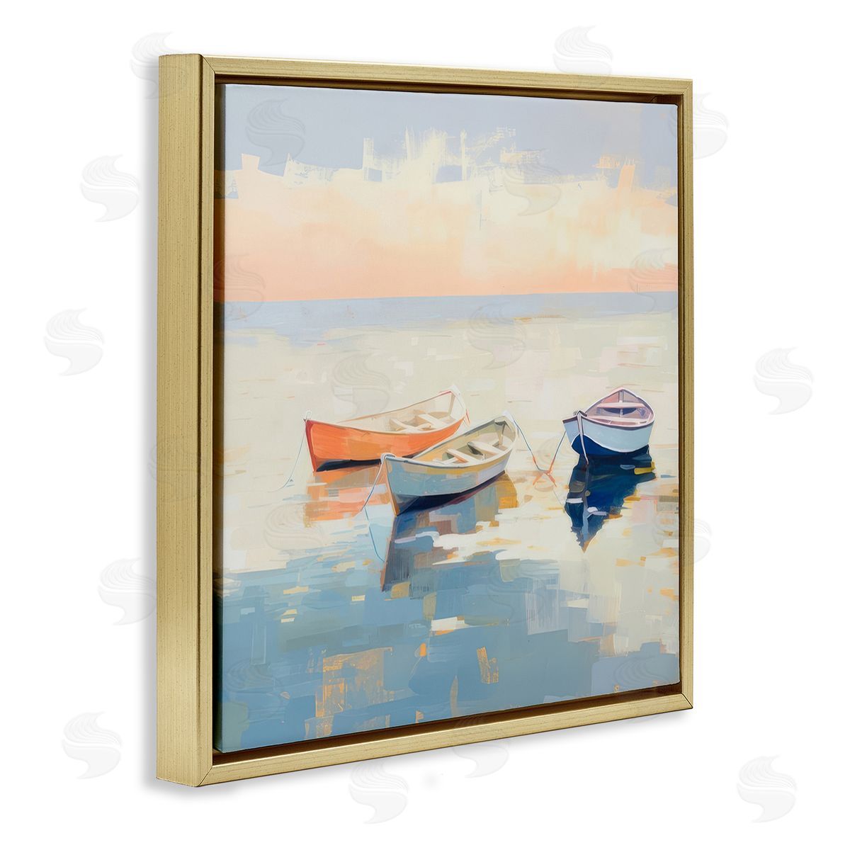 Irena Orlov Boats & Coastal Breeze Gold Floating Frame Canvas Wall Art Print