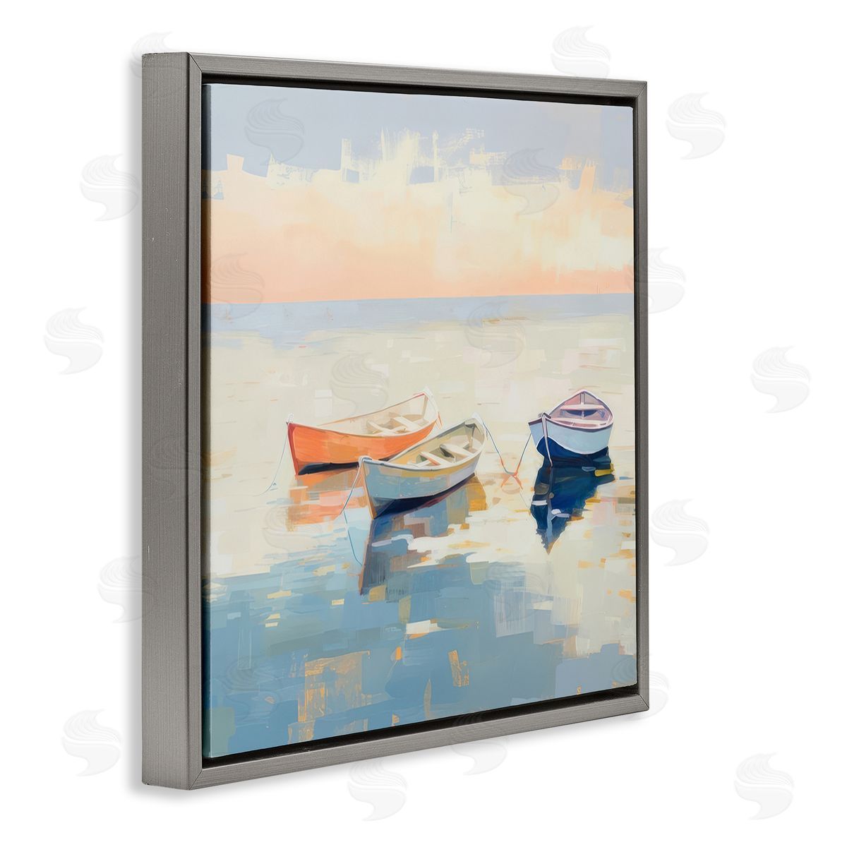 Irena Orlov Boats & Coastal Breeze Gray Floating Frame Canvas Wall Art Print