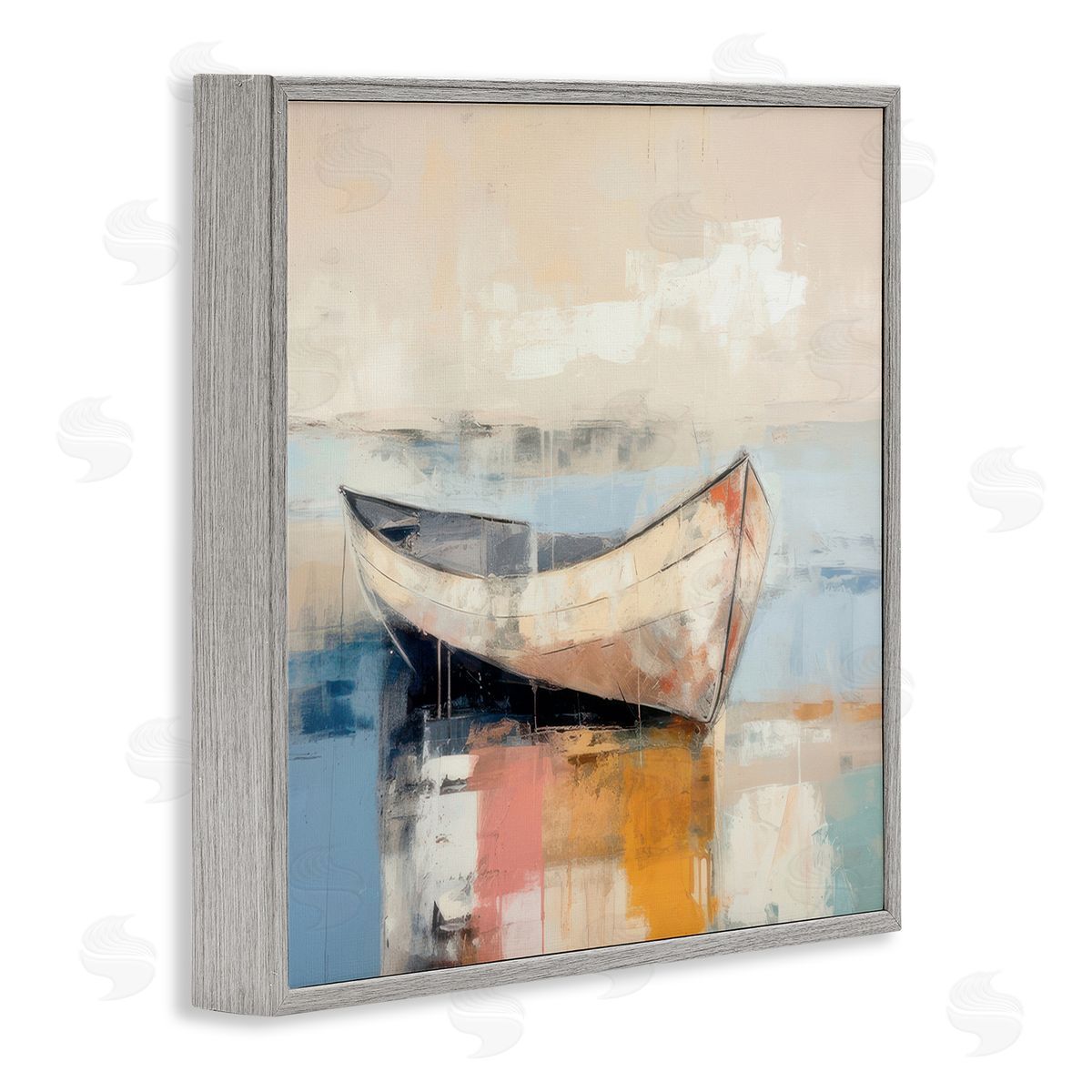 Irena Orlov Charming Coastal Boat Gray Framed Giclee Wall Art Print