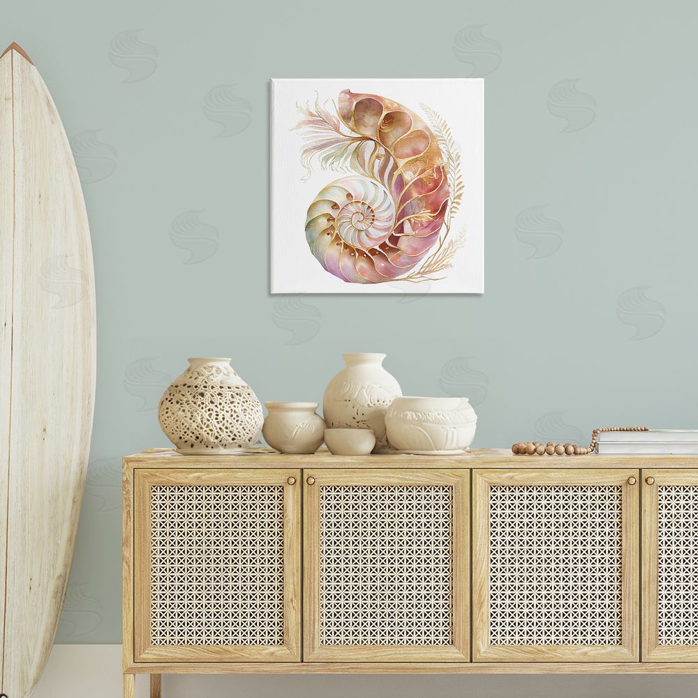 Birch & Ink Curled Nautilus Pattern Canvas Wall Art Print in Room