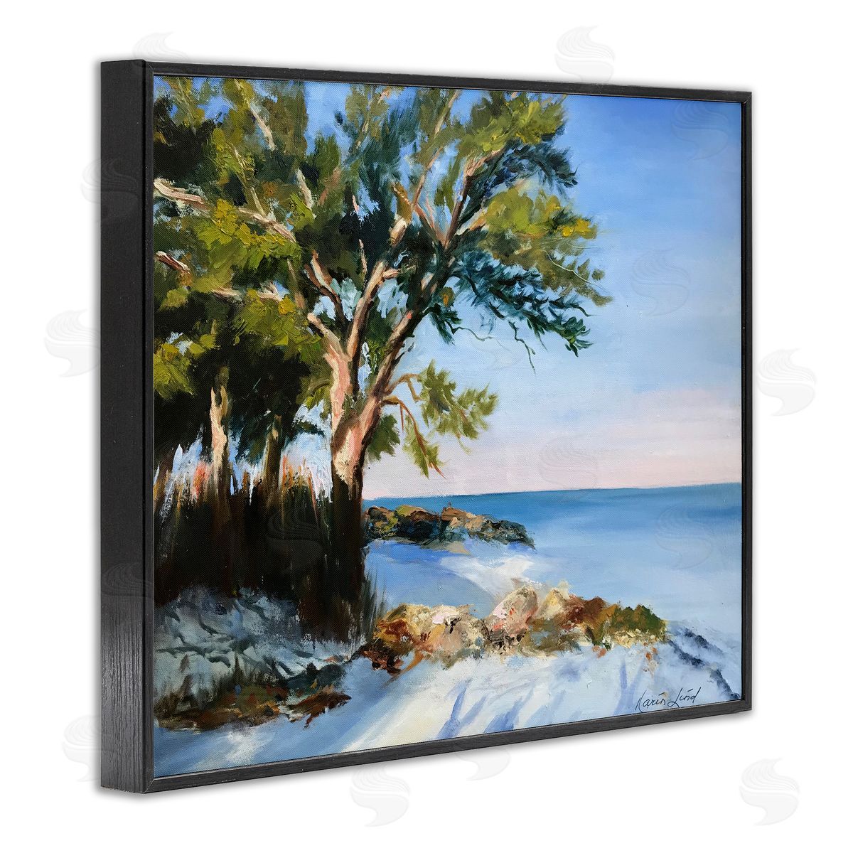 White Sand Beach Black Frame Print Wall Art, Home Decor by Karen Lind