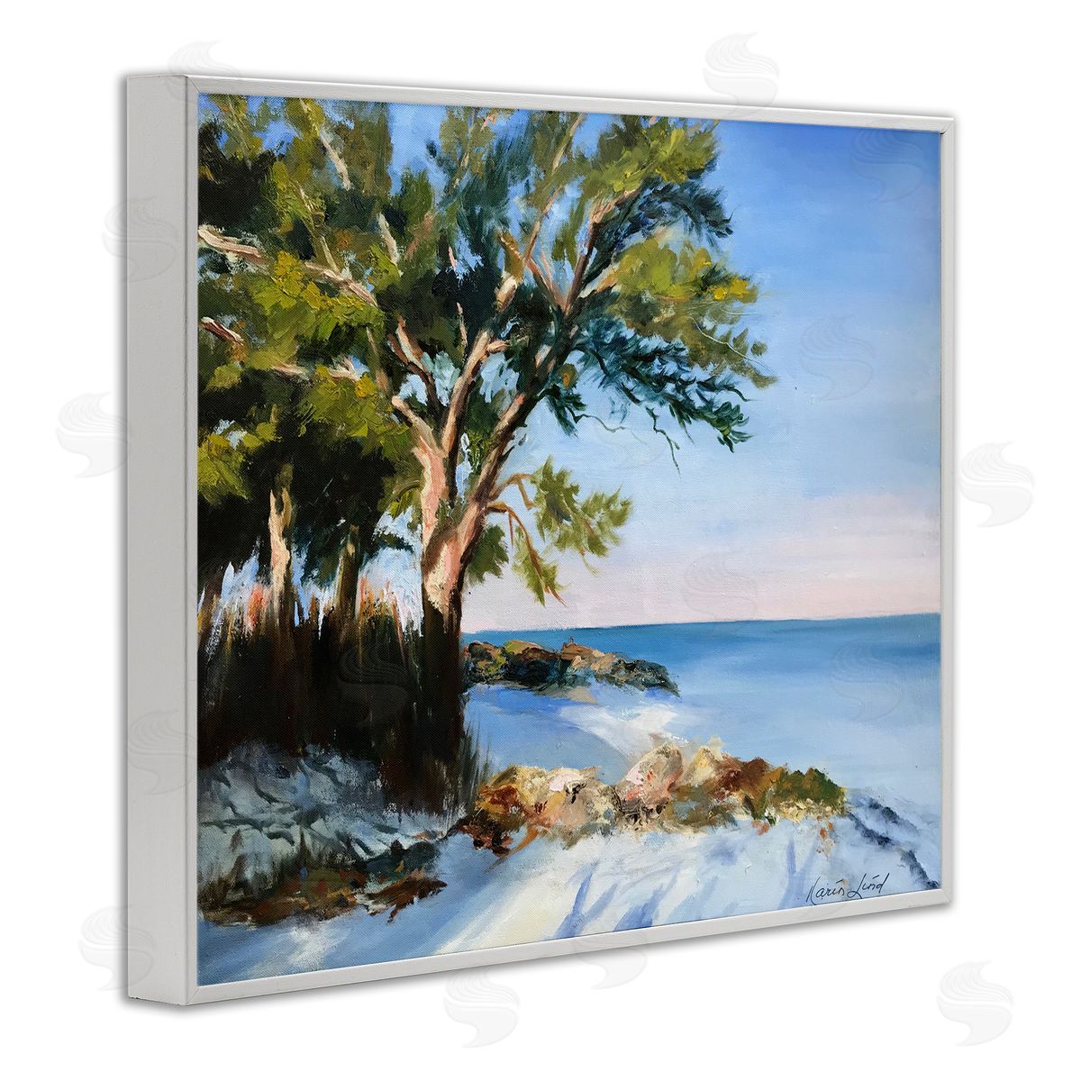 White Sand Beach White Frame Print Wall Art, Home Decor by Karen Lind