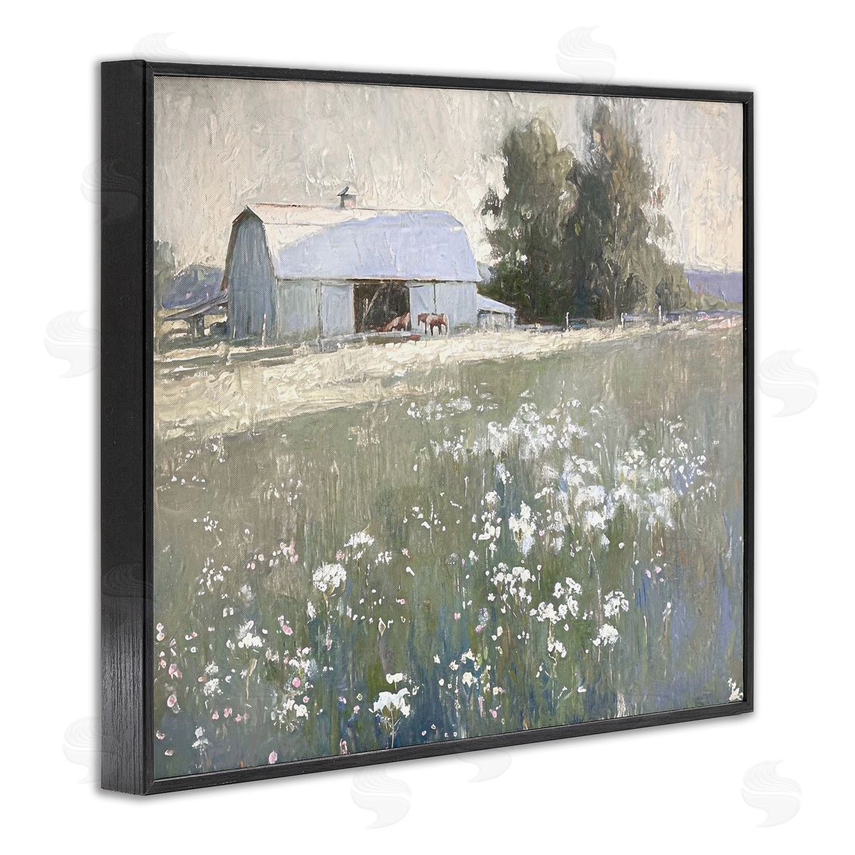 Peaceful Farm Pasture Black Frame Print Wall Art, Home Decor by Ramona Murdock