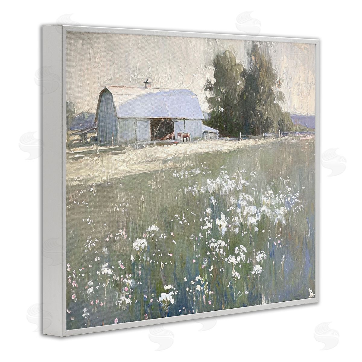 Peaceful Farm Pasture White Frame Print Wall Art, Home Decor by Ramona Murdock