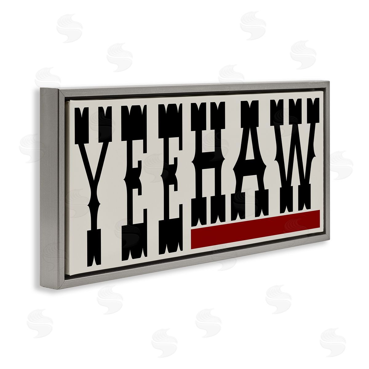 Yeehaw Western Word Grey Floating Frame Canvas Wall Art, Home Decor by Sd Graphics Studio