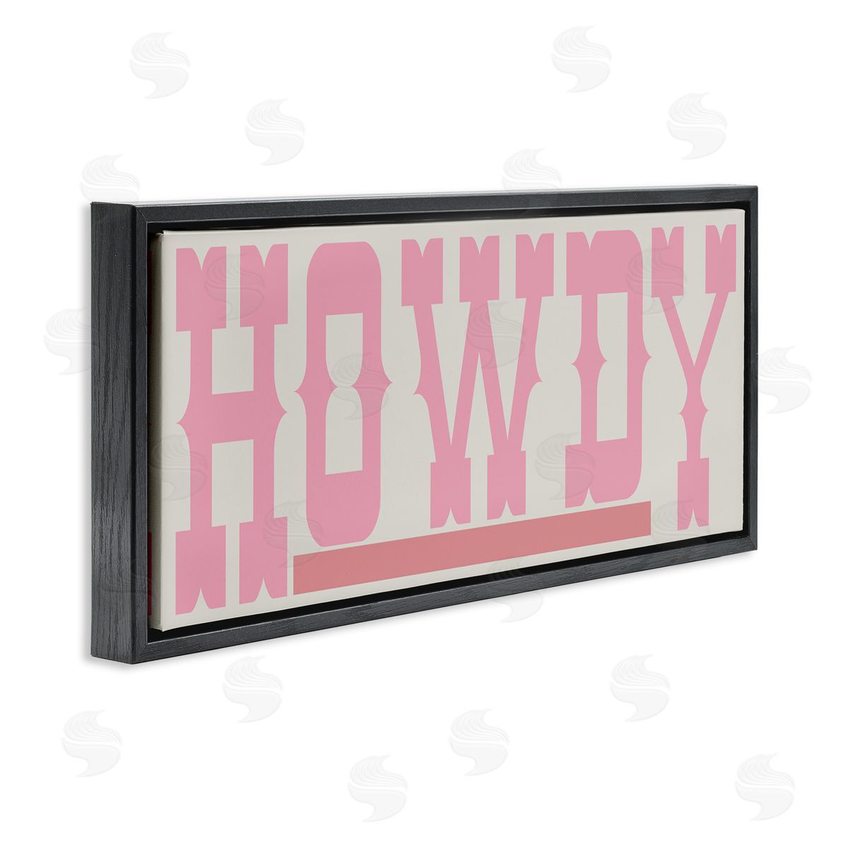Howdy Pink Text Black Floating Frame Canvas Wall Art, Home Decor by Sd Graphics Studio