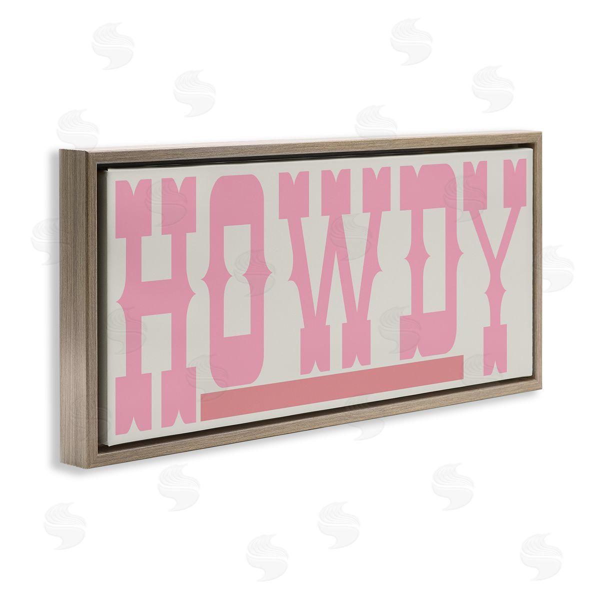 Howdy Pink Text Brown Floating Frame Canvas Wall Art, Home Decor by Sd Graphics Studio