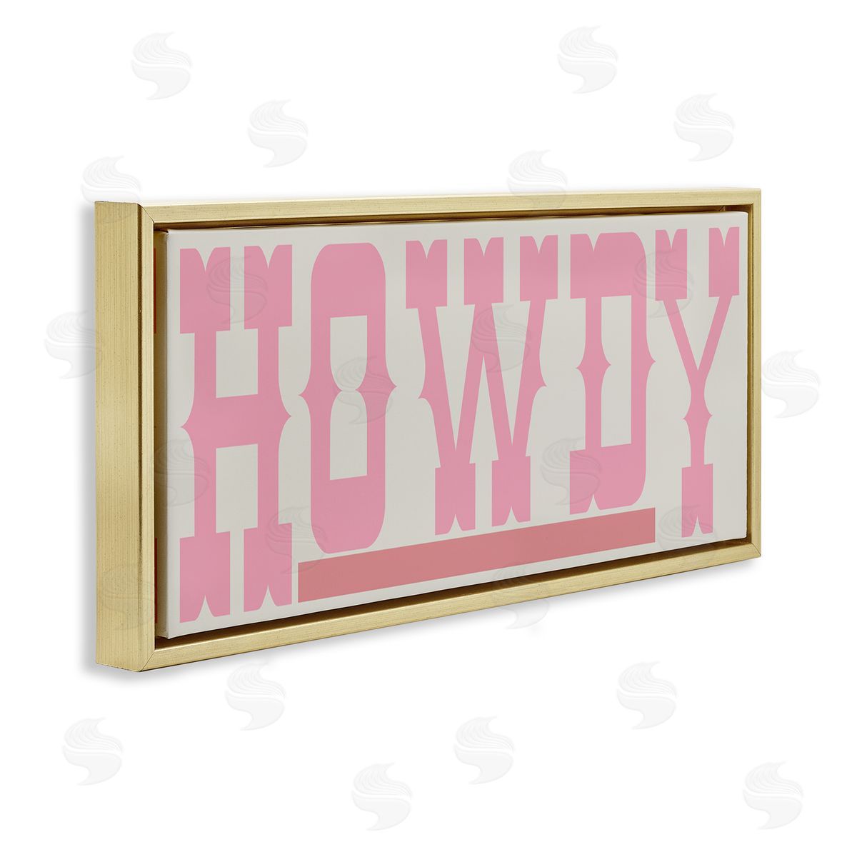 Howdy Pink Text Gold Floating Frame Canvas Wall Art, Home Decor by Sd Graphics Studio