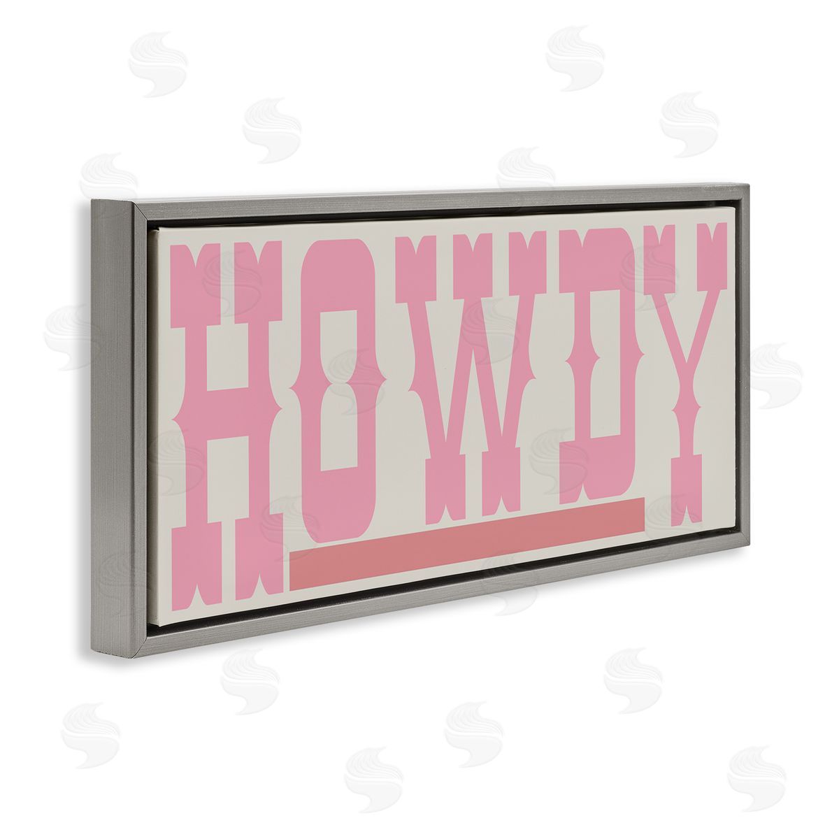 Howdy Pink Text Grey Floating Frame Canvas Wall Art, Home Decor by Sd Graphics Studio