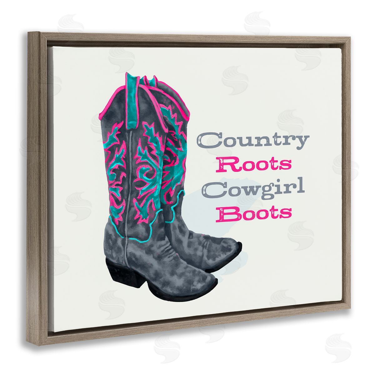 Country Roots Phrase Brown Floating Frame Canvas Wall Art, Home Decor by Lucca Sheppard