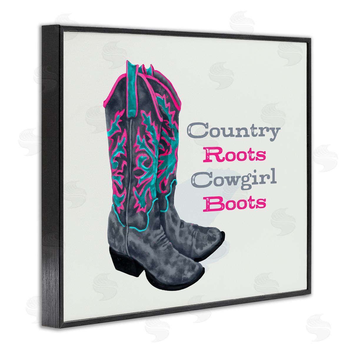 Country Roots Phrase Black Frame Print Wall Art, Home Decor by Lucca Sheppard