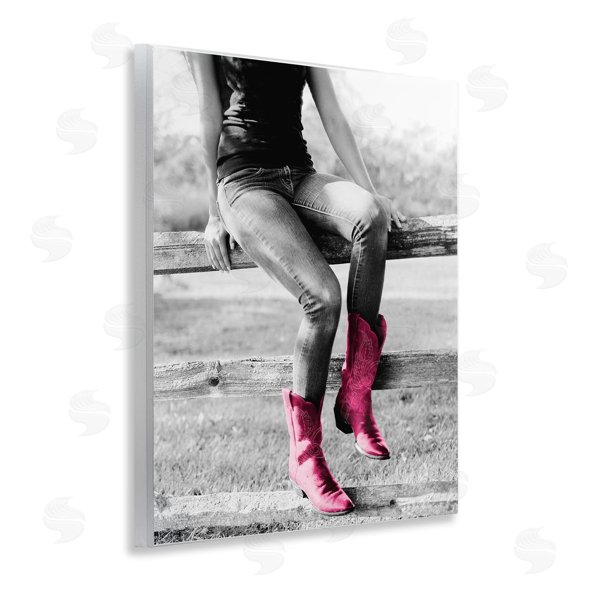 Glam Cowgirl in Boots Wood Plaque Wall Art, Home Decor by Sd Graphics Studio