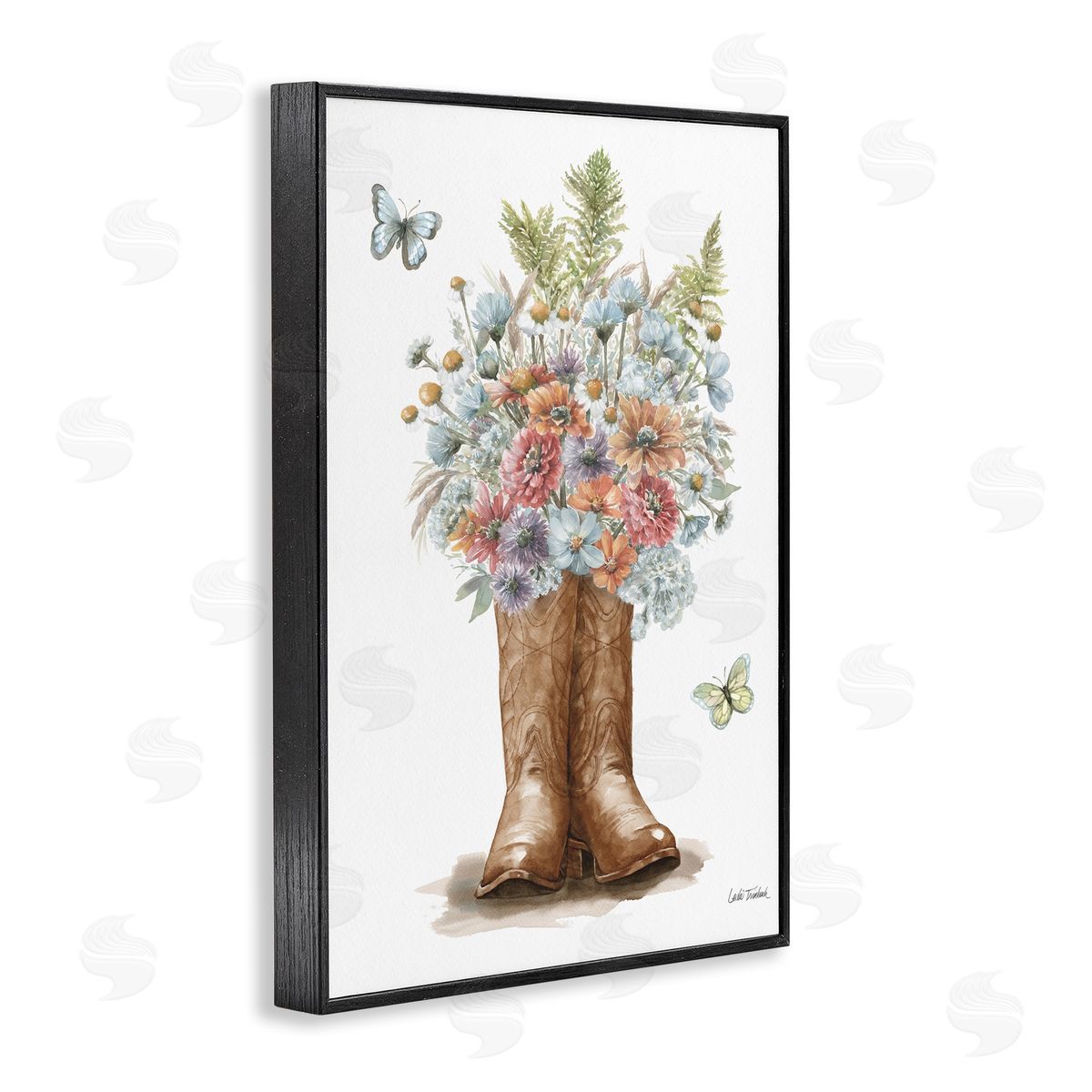 Wildflower Western Bouquet Black Frame Print Wall Art, Home Decor by Leslie Trimbach