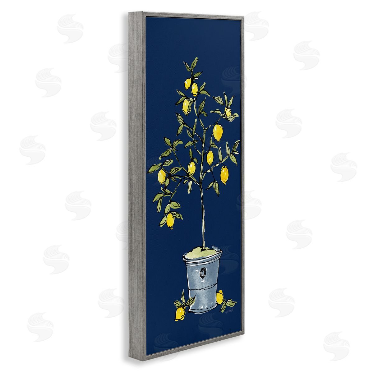 Citron Lemon Plant Grey Frame Print Wall Art, Home Decor by Anne Tavoletti