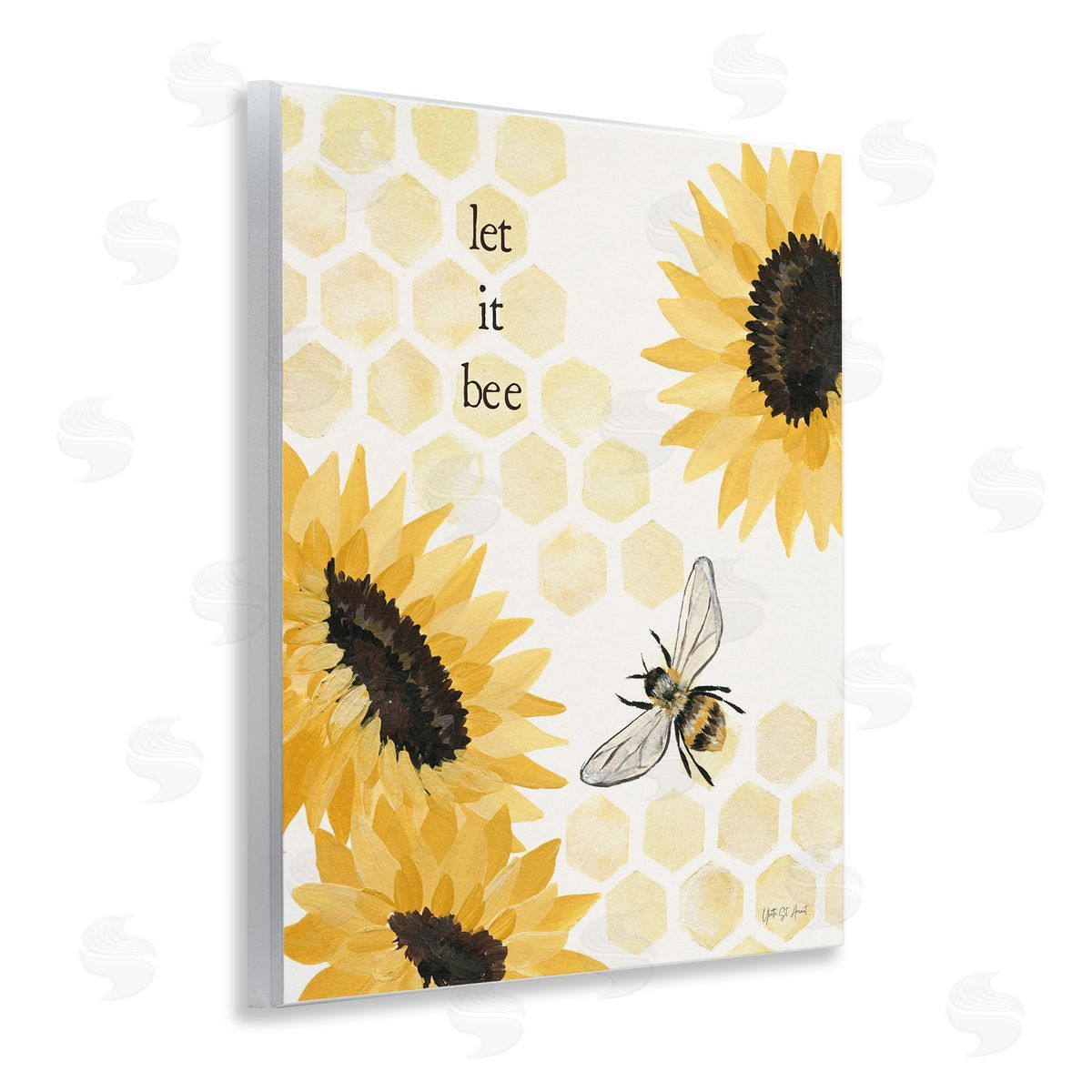 Let It Bee Honeycomb Wood Plaque Wall Art, Home Decor by Julia Purinton