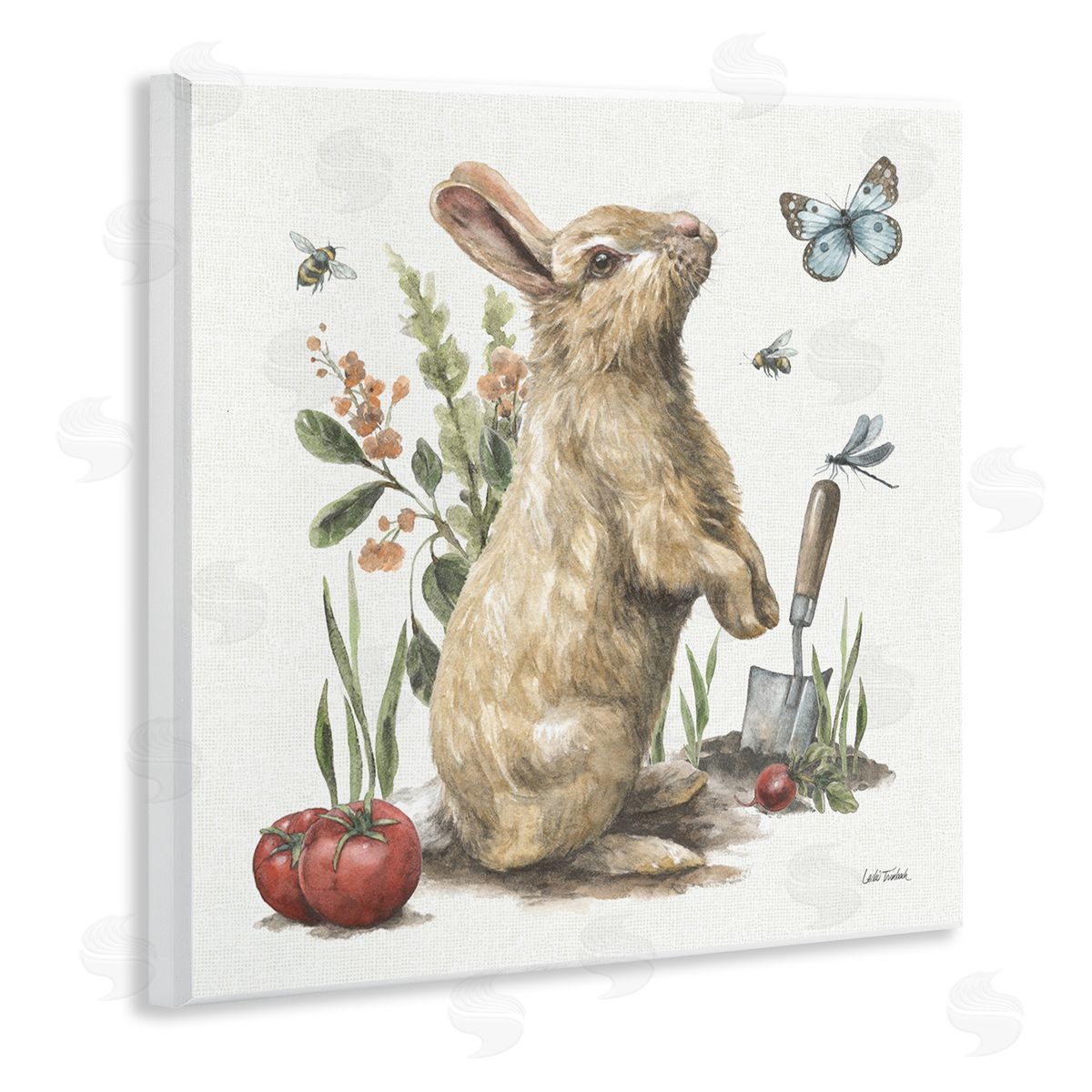 Garden Patch Rabbit Wood Plaque Wall Art, Home Decor by Leslie Trimbach