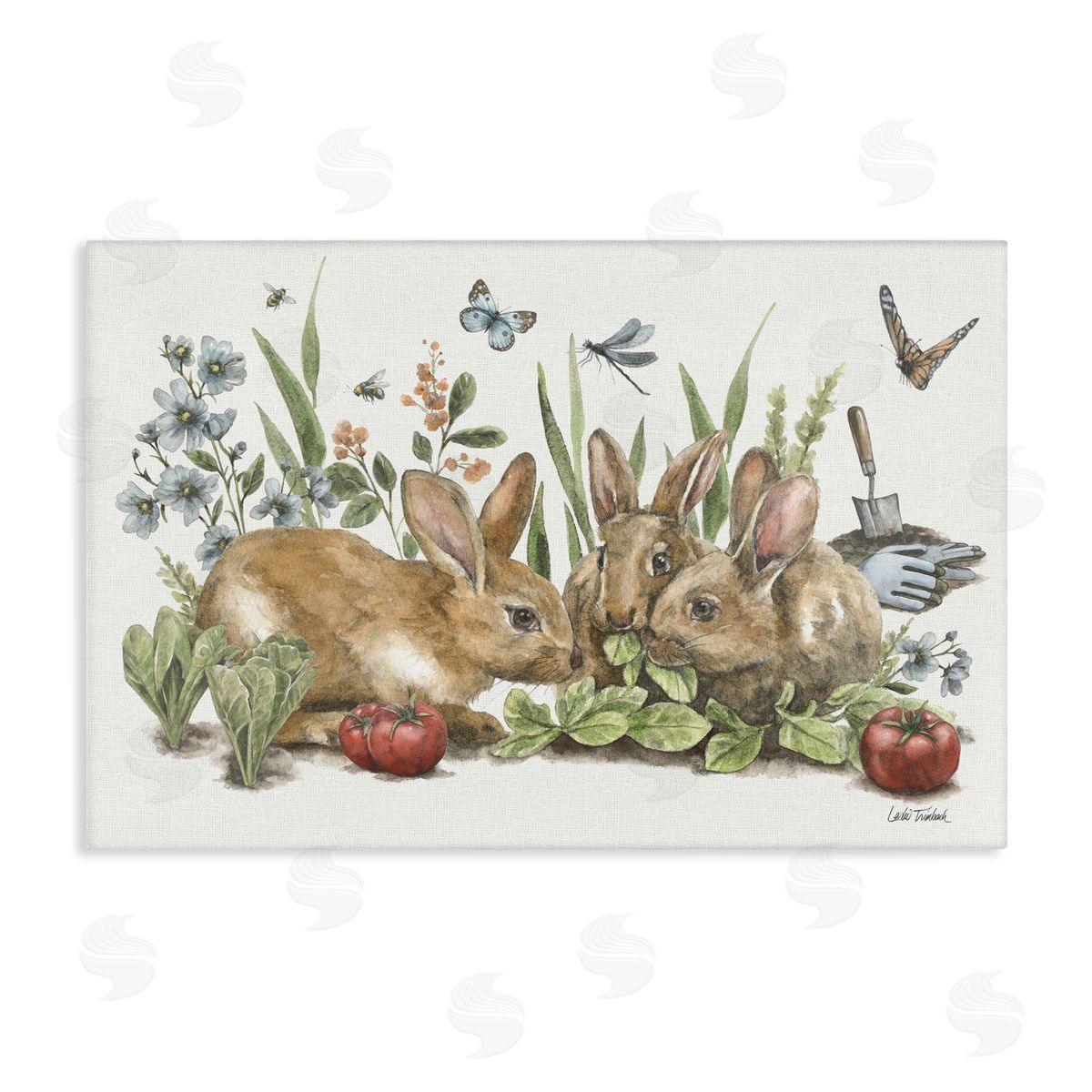 Garden Patch Scene Canvas Wall Art, Home Decor by Leslie Trimbach