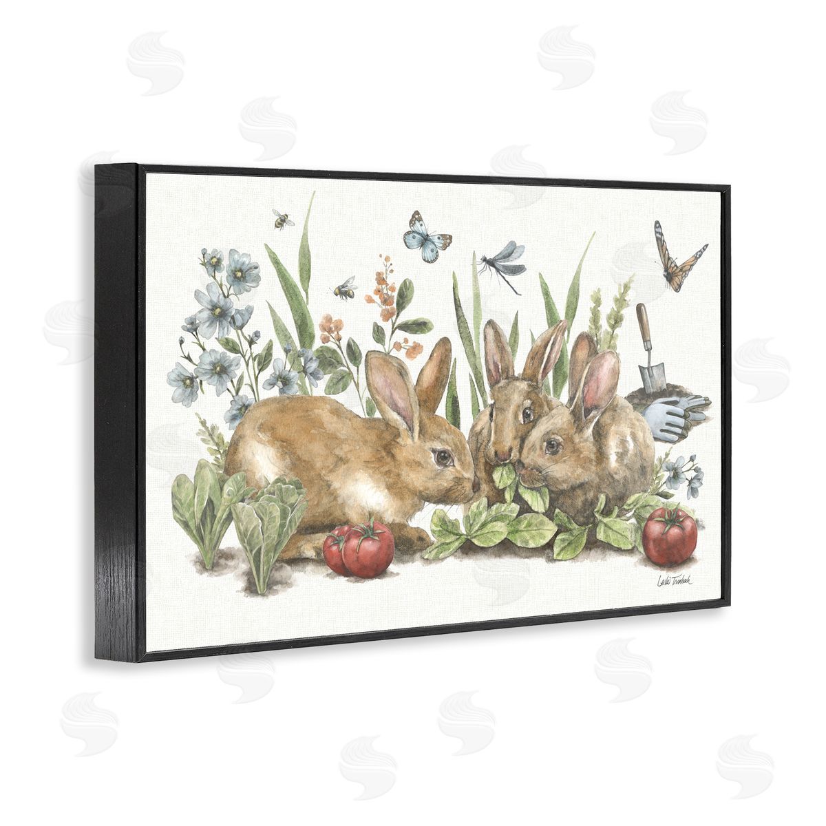Garden Patch Scene Black Frame Print Wall Art, Home Decor by Leslie Trimbach