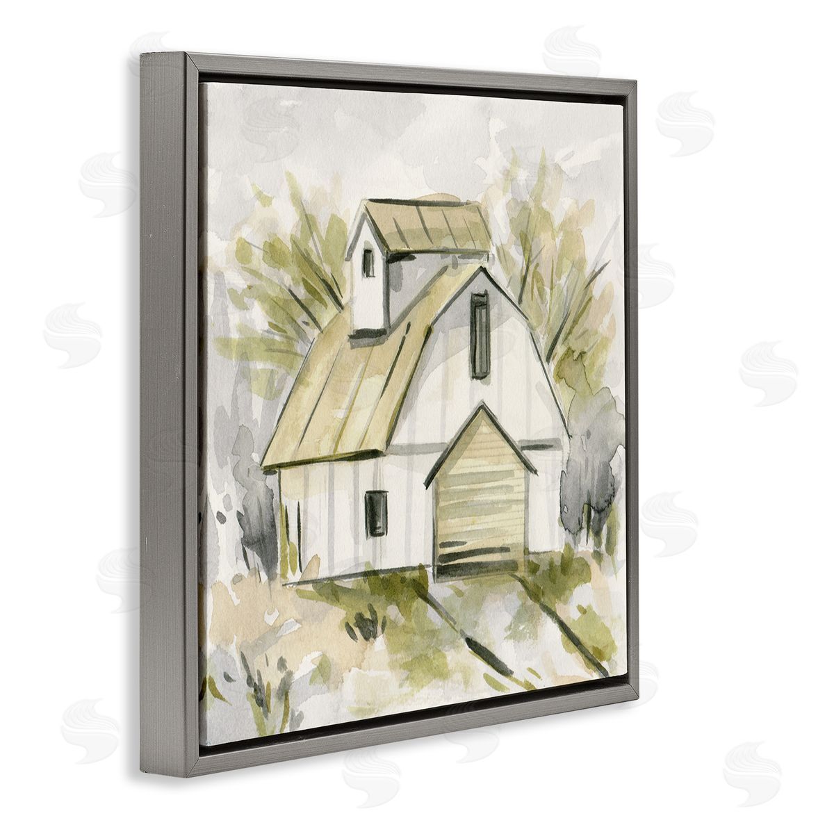 Soft Neutral Barn Grey Floating Frame Canvas Wall Art, Home Decor by Melissa Wang