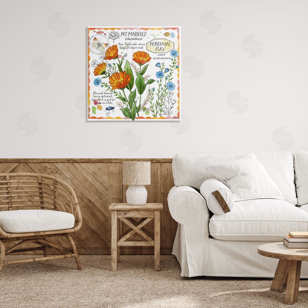 Jane Maday Country Herb Uses Canvas Wall Art Print in Room