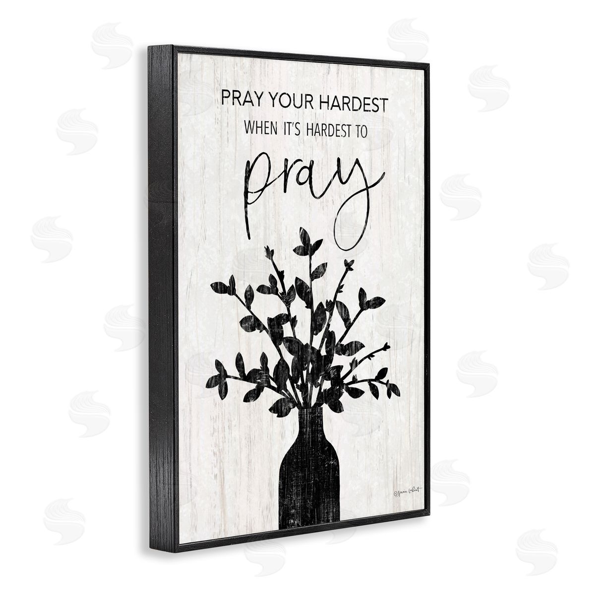Pray Your Hardest Black Frame Print Wall Art, Home Decor by Annie LaPoint