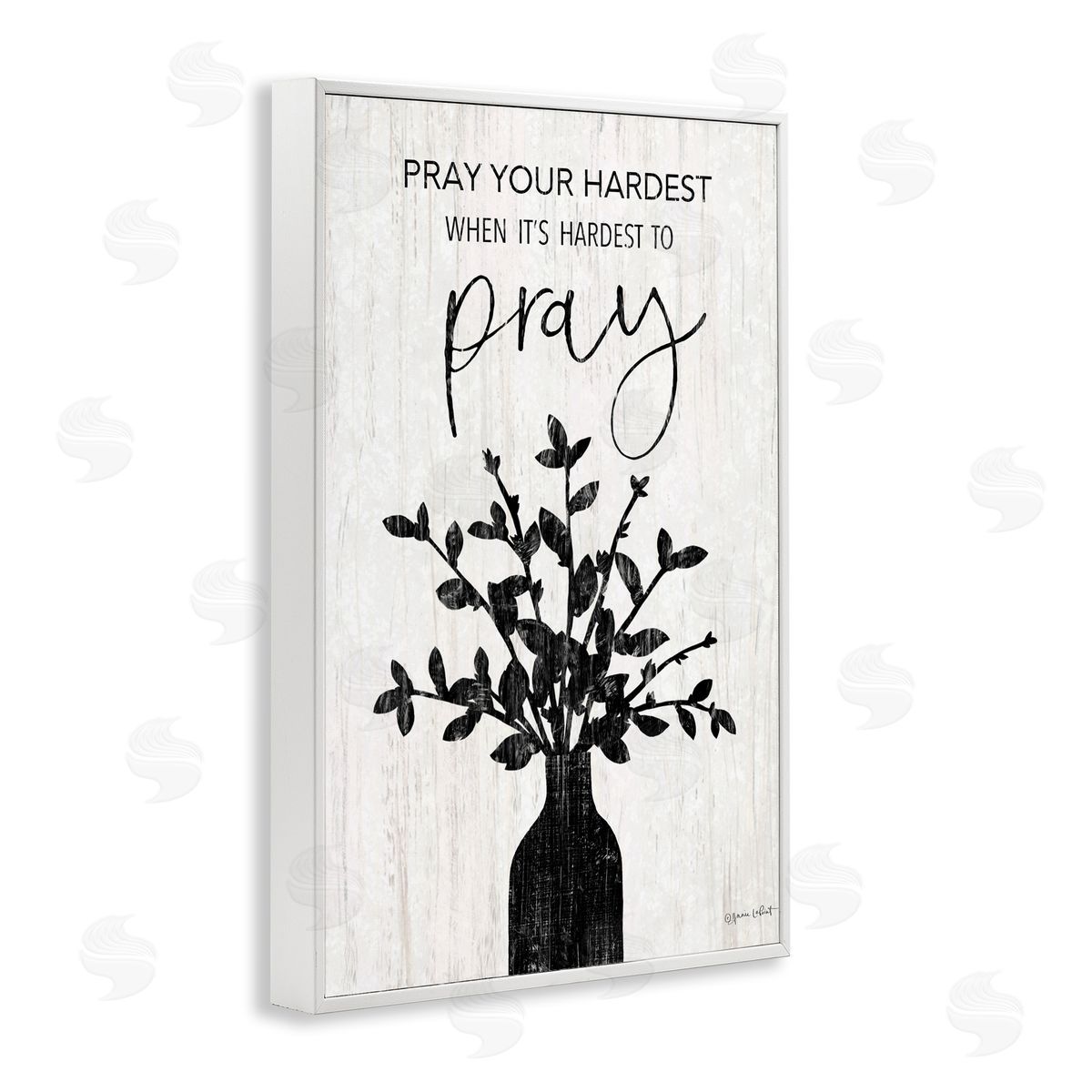 Pray Your Hardest White Frame Print Wall Art, Home Decor by Annie LaPoint