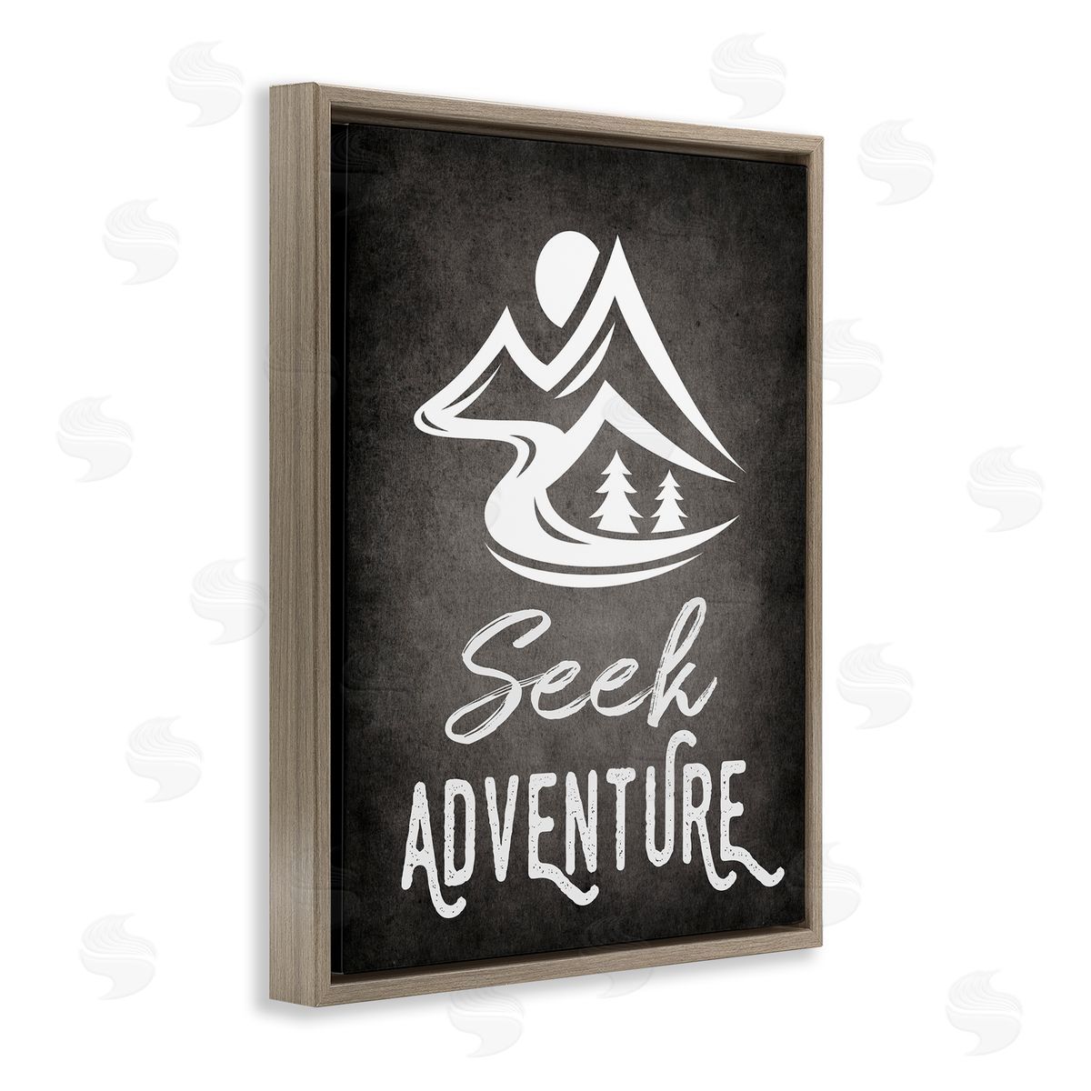 Seek Adventure Phrase Brown Floating Frame Canvas Wall Art, Home Decor by Ashley Calhoun