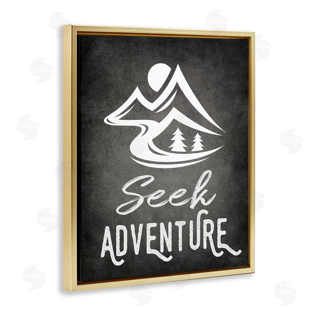 Seek Adventure Phrase Gold Floating Frame Canvas Wall Art, Home Decor by Ashley Calhoun