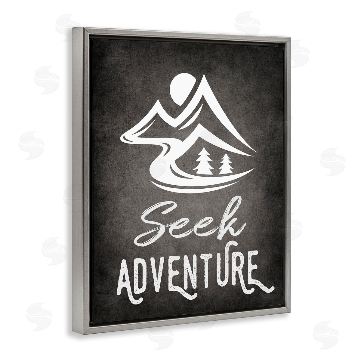 Seek Adventure Phrase Grey Floating Frame Canvas Wall Art, Home Decor by Ashley Calhoun