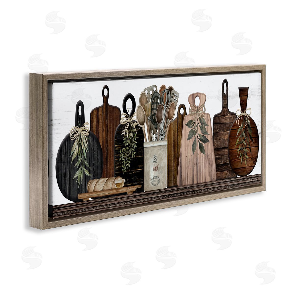 Wooden Kitchen Items Brown Floating Frame Canvas Wall Art, Home Decor by Cindy Jacobs