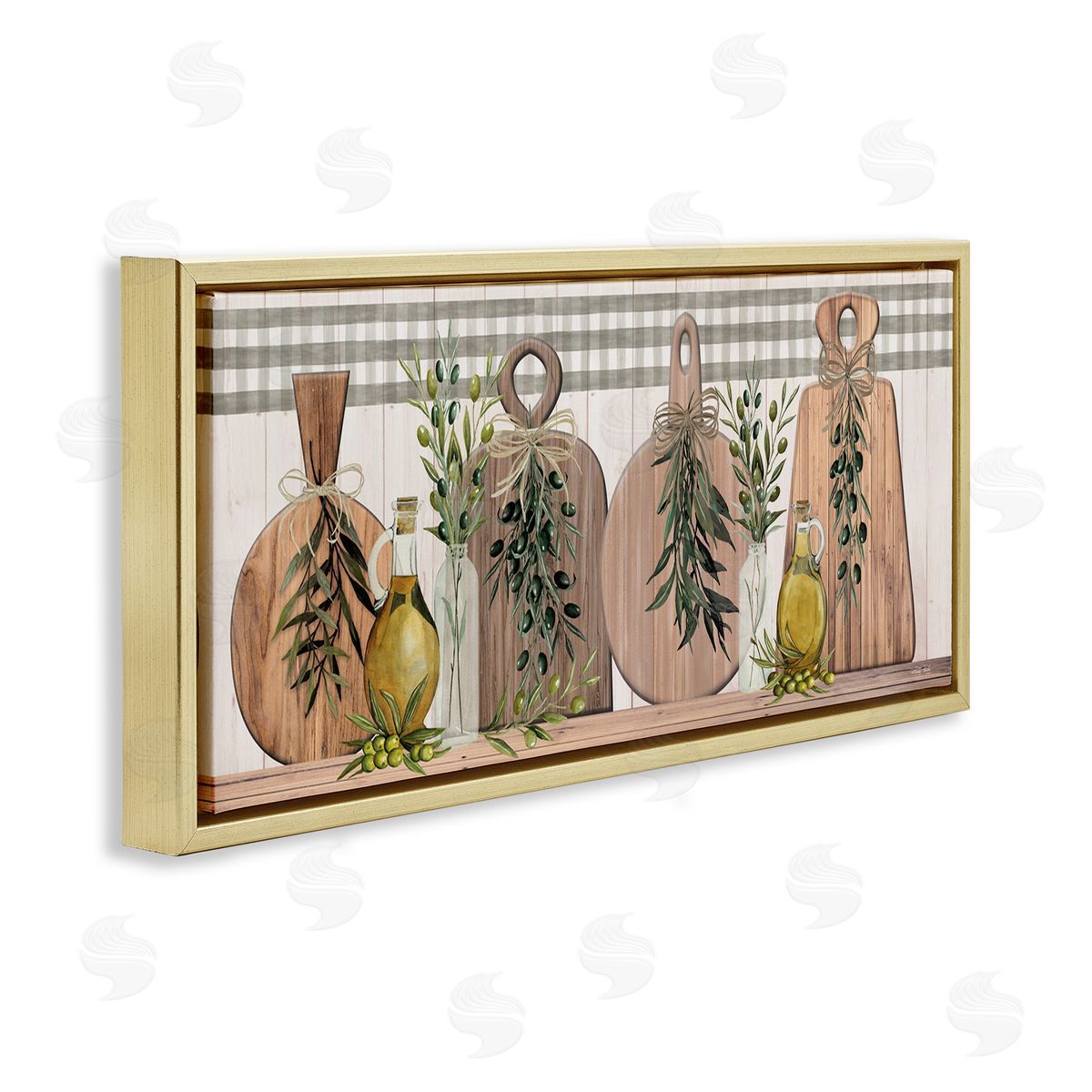 Rustic Cutting Boards Gold Floating Frame Canvas Wall Art, Home Decor by Cindy Jacobs