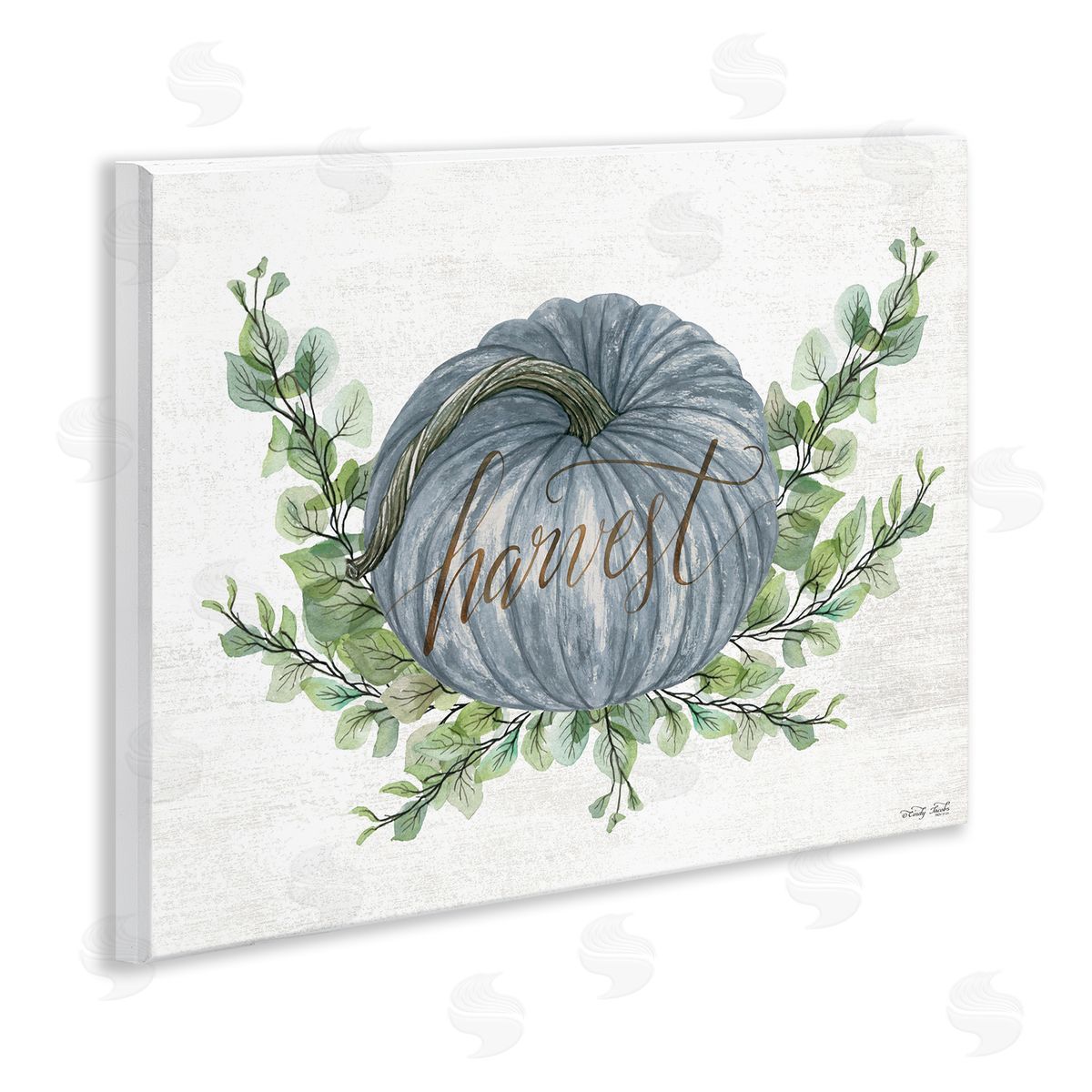 Blue Harvest Pumpkin Wood Plaque Wall Art, Home Decor by Cindy Jacobs