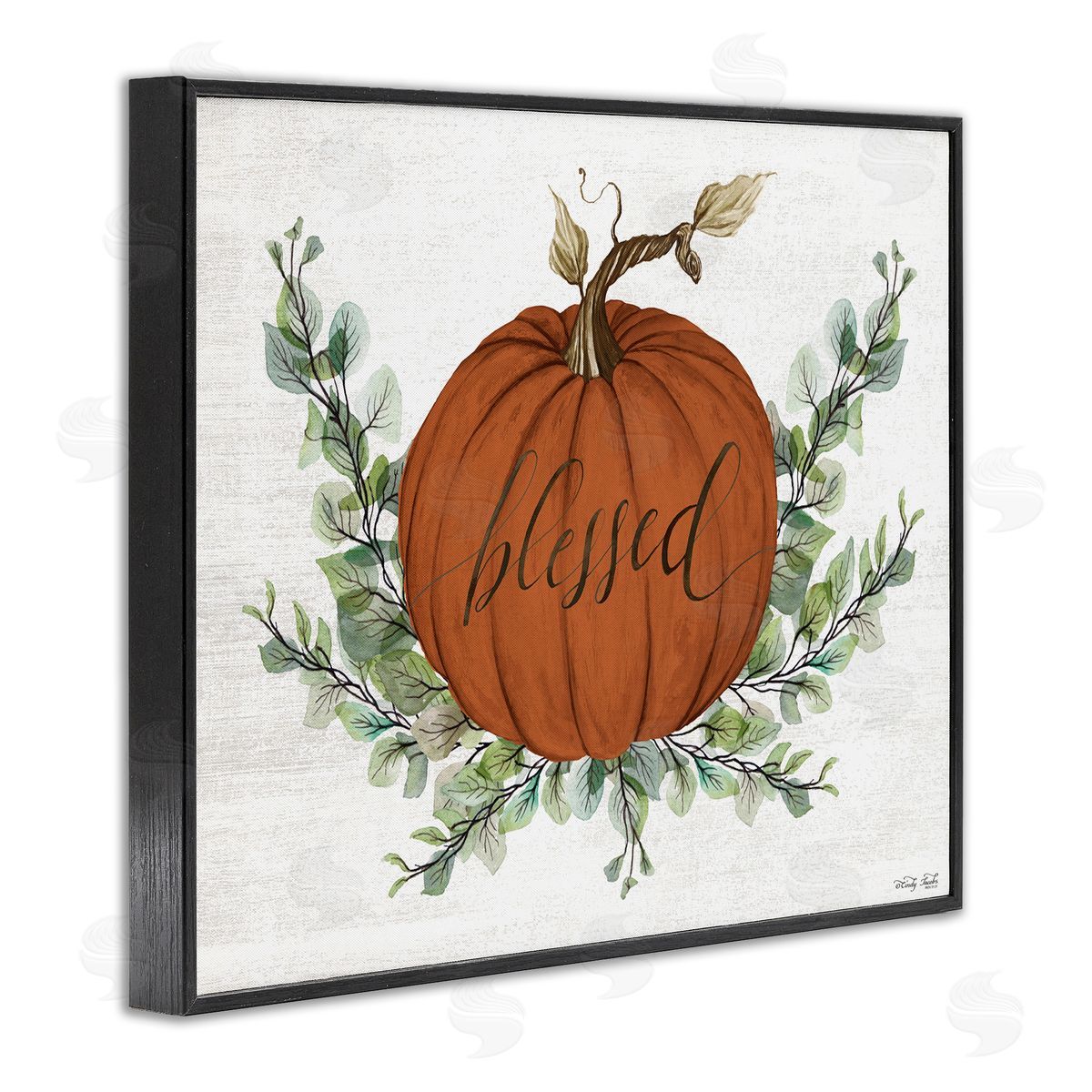 Orange Blessed Pumpkin Black Frame Print Wall Art, Home Decor by Cindy Jacobs